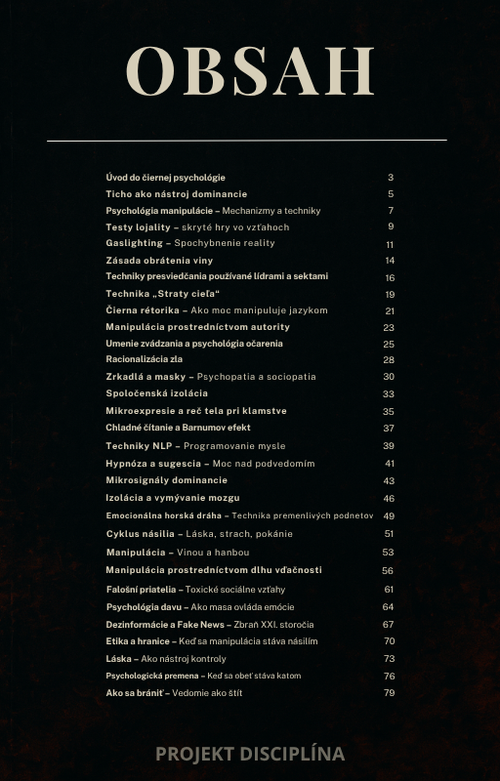 ČIERNA PSYCHOLÓGIA – TAJOMSTVÁ ZVÁDZANIA, MANIPULÁCIE A KONTROLY